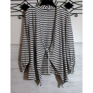 Talbots Open Front Cardigan Size M Multicolored Striped Long Sleeve